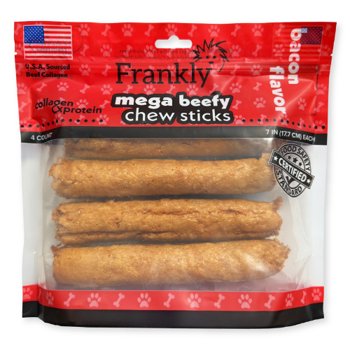 Frankly Dog Chews Mega Beefy Sticks Bacon 7" 4pk