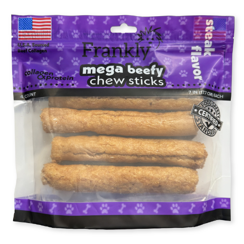 Frankly Dog Chews Mega Beefy Sticks Steak 7" 4pk