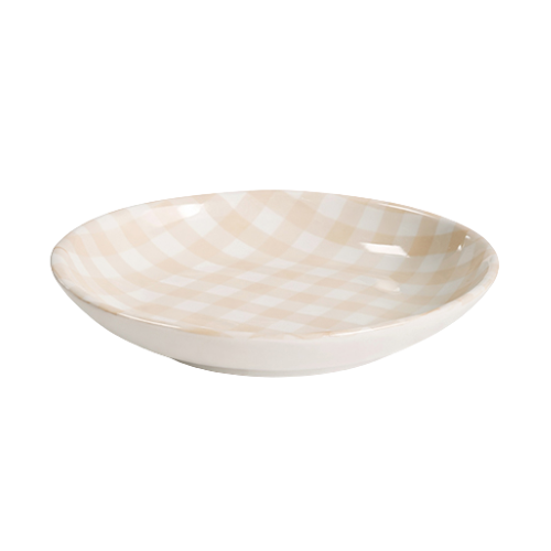 Petrageous Cream Gingham Ceramic Saucer 5"