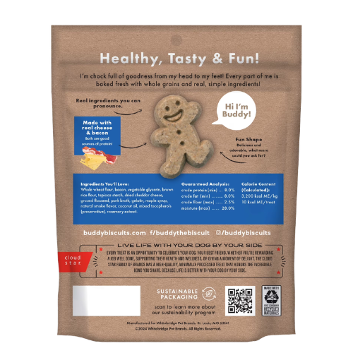Cloud Star Buddy Biscuits Dog Treats Bacon Cheese 6oz