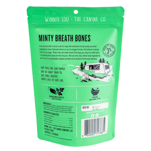 Winnie Lou Minty Breath Bones Dog Treats 4oz