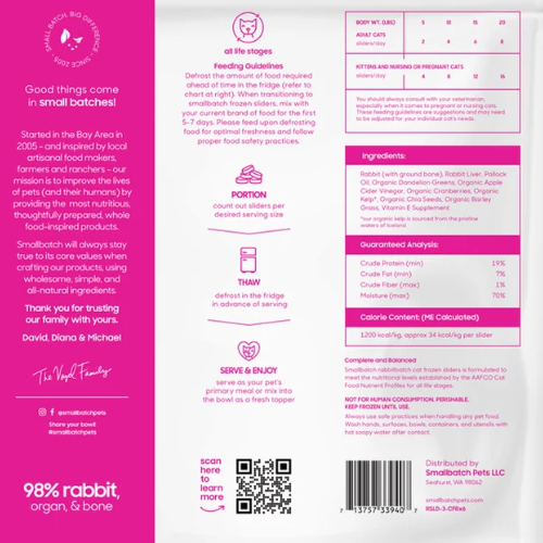 Smallbatch Cat Frozen Rabbit Sliders 3lb