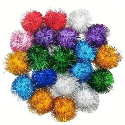 Pacon Cat Toy Glitter Poms Jumbo 2''
