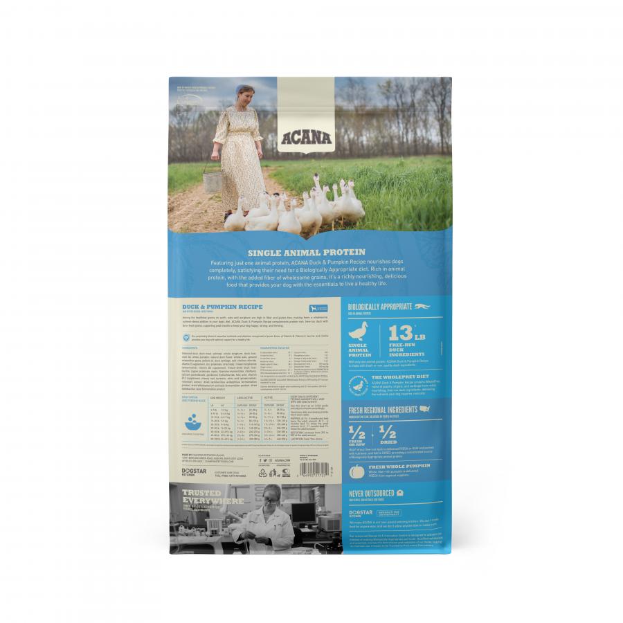 Acana Dog Wholesome Grains Singles Duck Pumpkin 22.5#