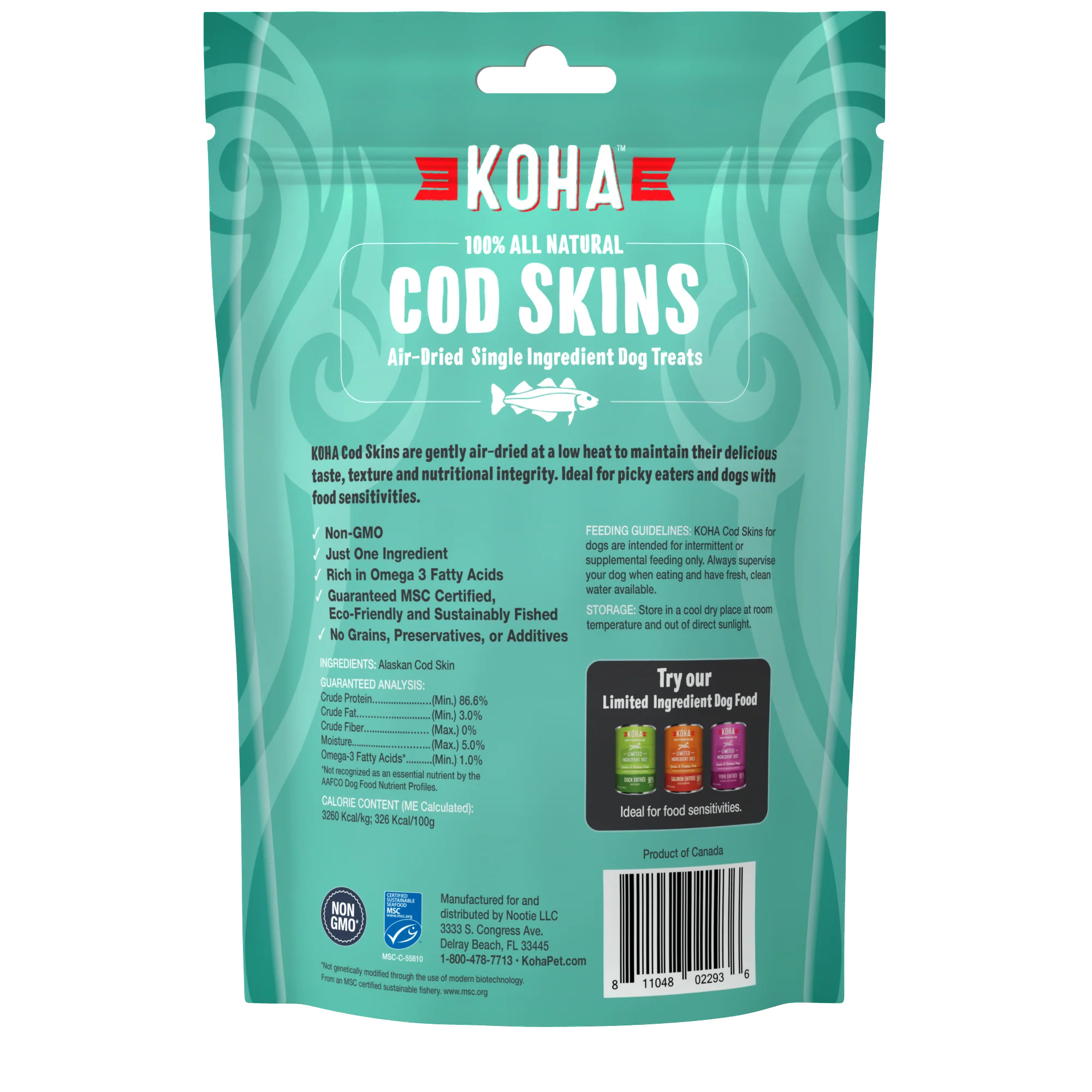 Koha Dog Treats Air-Dried Cod Skins 2.5oz