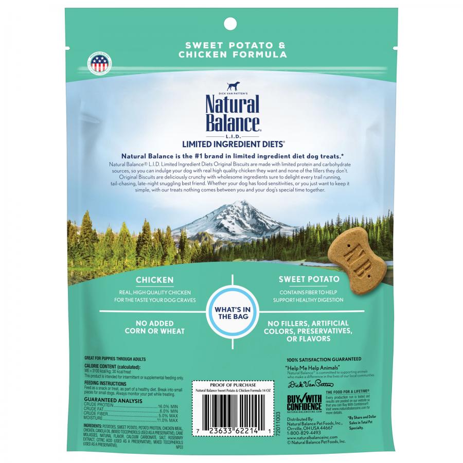 Natural Balance Dog Treats Limited Ingredient SwPotato & Chicken 14oz
