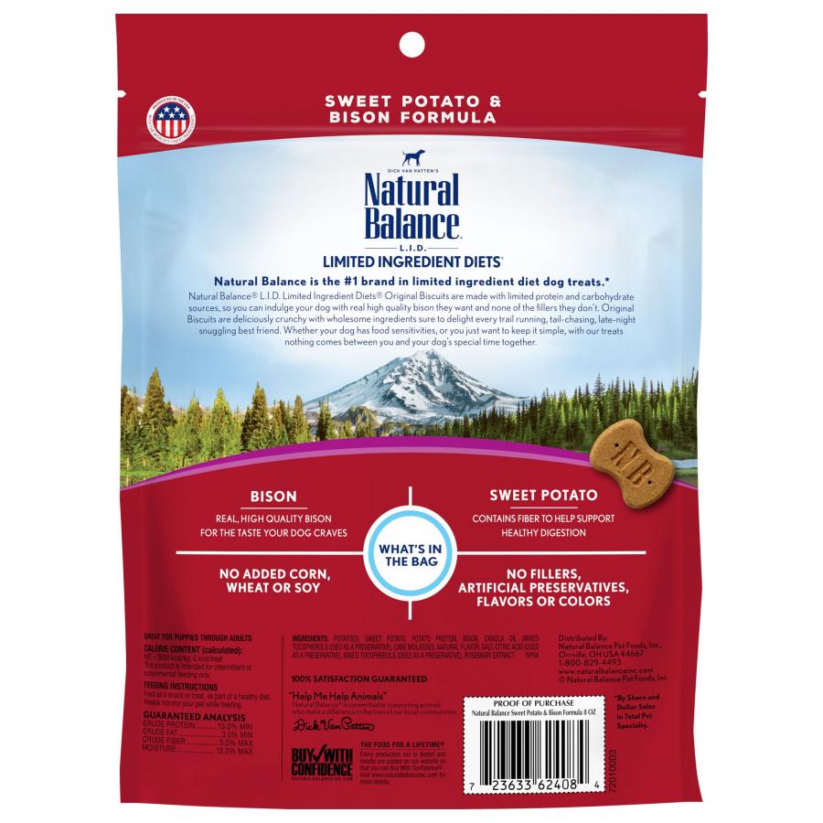 Natural Balance Small Dog Treats Limited Ingredient SwPotato & Bison 8oz