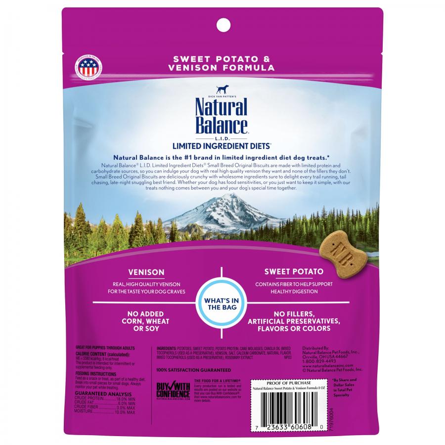 Natural Balance Small Dog Treats Limited Ingredient SwPotato & Venison 8oz