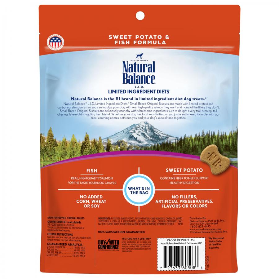 Natural Balance Small Breed Dog Treats Limited Ingredient SwPotato Fish 8oz