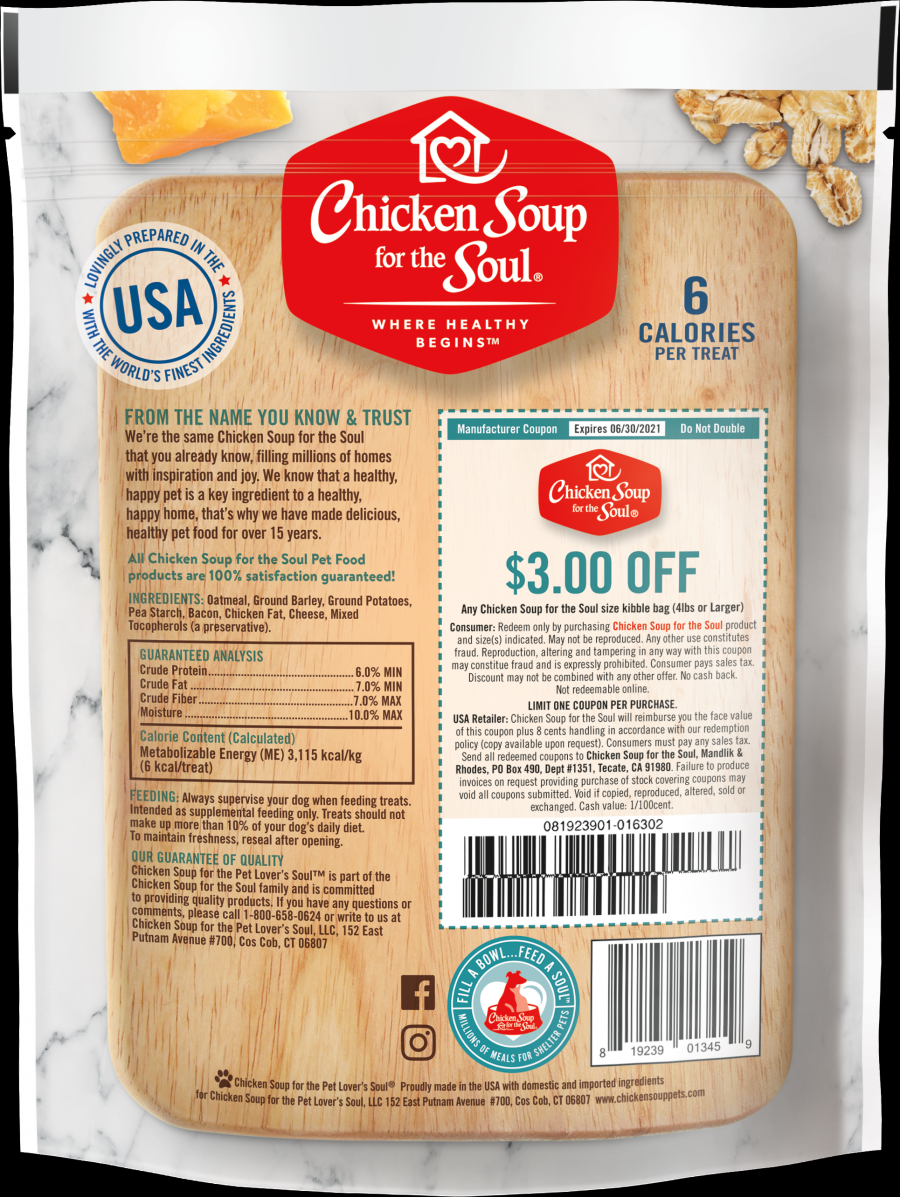 Chicken Soup Crunchy Bites Dog Treats Bacon & Cheese 12oz