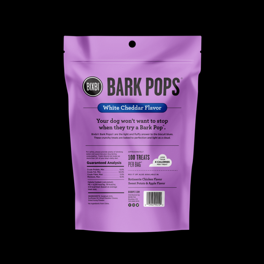 Bixbi Bark Pops Dog Treats Light and Crunchy White Cheddar 4oz