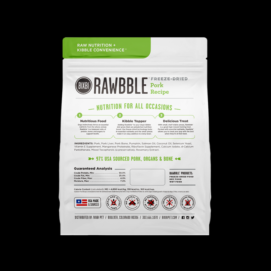Rawbble Dog Freeze Dried Pork Recipe 12oz