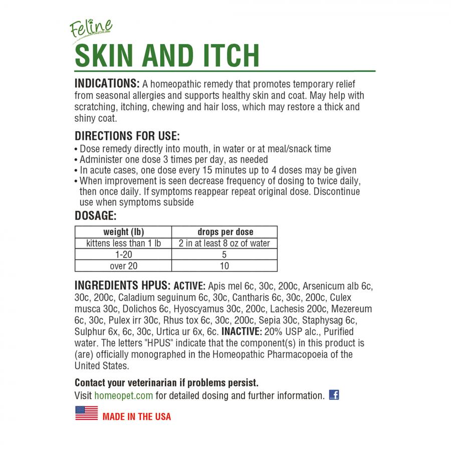 HomeoPet Cat Skin & Itch Natural Coat Enhancer 15MG