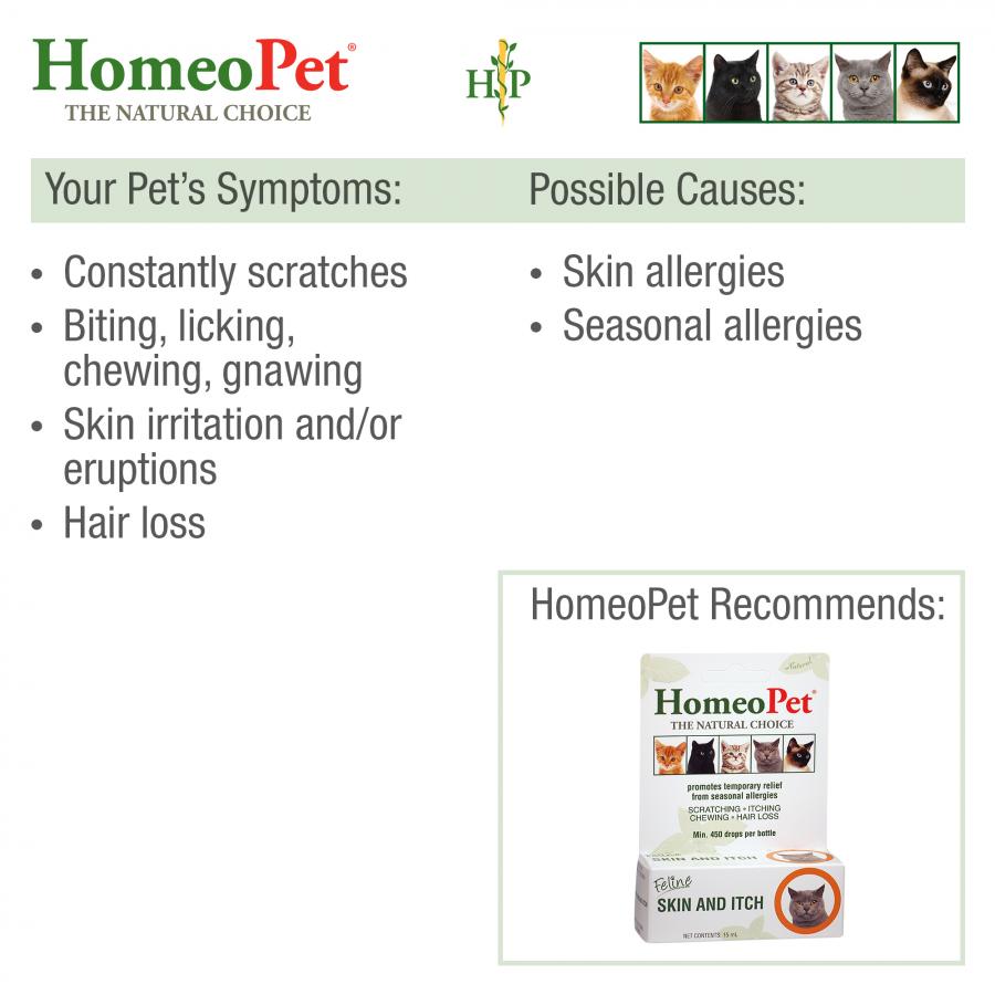HomeoPet Cat Skin & Itch Natural Coat Enhancer 15MG